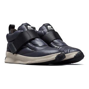Sorel OUT AND ABOUT PUFFY winter waterproof sneaker boot NAVY size 10 velcro